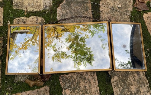 Petit miroir triptyque ancien - petit,