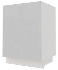 Meuble De Cuisine Sous Évier 60Cm Blanc Front Laqué RAL 7035 Gris Clair Haut