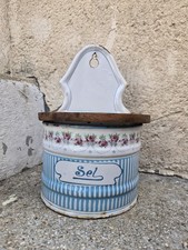 ANTIQUE ENAMELED CANVAS SALT BOX BRAND BB enamel flowers ? 