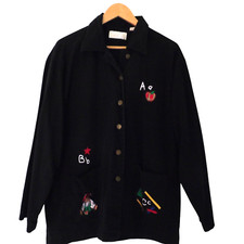 Vintage Mandal Bay womens Jacket Teacher Denim Style Button up Black XL Cotton