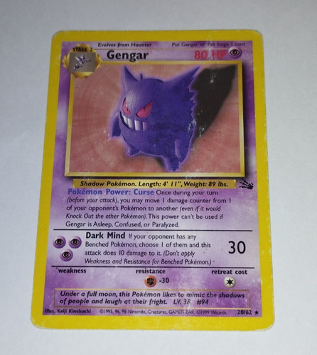 Carte pokémon gengar 62 - pokémon, 20/62