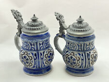 Blue Sandstone Beer Mugs with Lid Stoneware Beer Mugs