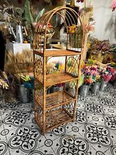 shelving unit with 4 shelves arched rattan wicker shelf etagere book shelf boho