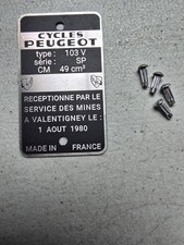 Peugeot Mobylettes.  Plaque mines 103 V série SP