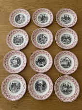 Rare Gien : 12 Anciennes Assiettes Parlantes Porcelaine de Gien