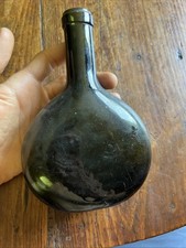 Antique Folk Art Green Blown Glass Bottle Glass Bottle B 1