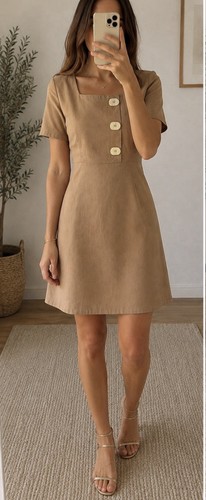 Mng robe mini beige - mng, évasée