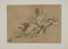 François BOUCHER : Femme nue sur le divan, Héliogravure 