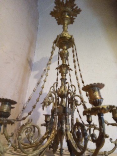 Grand lustre bronze - grand, doré