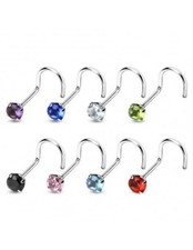 Lot de 8 piercings pour le nez avec zircons couleurs - Piercings neufs ! 1 mm