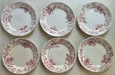 N°2/ 6 ASSIETTES D 23,5 FAIENCE BELGE BFK BOCH FRERES KERAMIS MOSCOU ROSE FLEURS