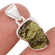Natural Genuine Czech Moldavite 925 Sterling Silver Pendants Jewelry CP75488