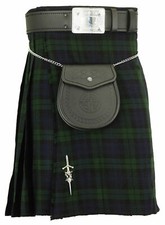 Black Watch Scottish Men Tartan Kilt Set Sporran Chaîne Broche Boucle De Ceintur