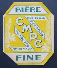 Old label BEER CPMC beer beer old french label