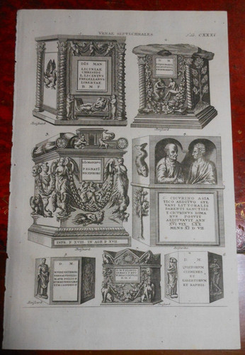 Rare gravure ancienne - rare, urnes