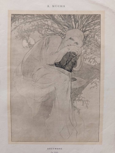 Estampe alfons mucha décembre - alfons,