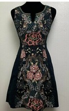 Moulinette Soeurs PERRENNIAL Dress 6 Anthropologie Embroidery BOHO Black NWOT