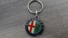 Alfa Romeo keychain, metal, antique, 6 digit tel St Dizier auto, vintage F