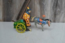  Tin Windup Donkey Clown Carriage Toy