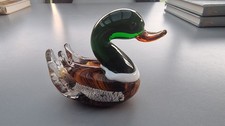 Sculpture de canard mandarin en verre artisanal
