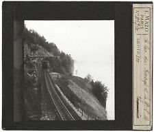 Railway, Lac du Bourget, old photo glass plate, positive 8.5x10 cm