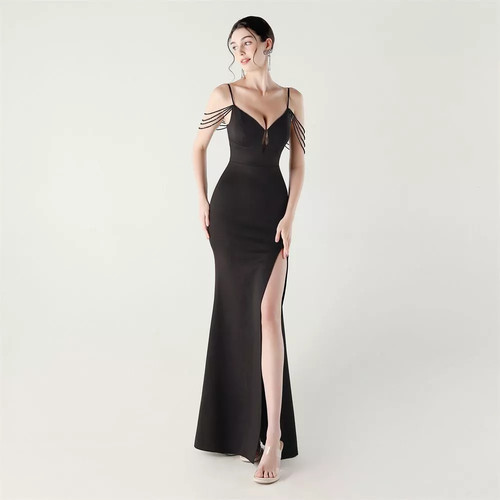 Robe longue noire sexy - robe,
