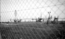 Airplanes Airport View Through Fence - Old Year Photo Negative. 1950 60