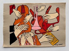 Andy Warhol Dessin sur papier (fait main) signé et estampillé art technique m...