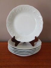 6 HOLLOW PLATES LIMOGES DESHOULIERES WHITE DECOR FRUIT VINE EMBOSSED