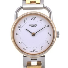 HERMES Arceau Stainless Steel/Gold Plated white Dial Quartz Men's Watch K#142825