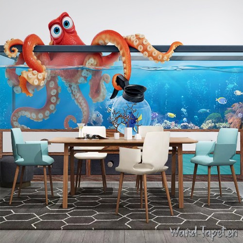Fototapete aquarium oktopus - 3d,