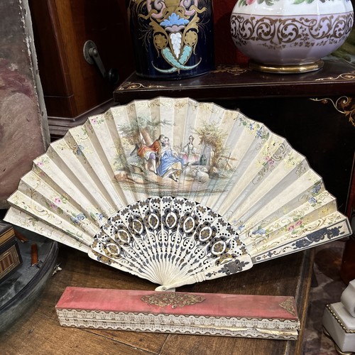 Rare eventail epok fin - eventail, xviii