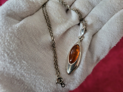Pendentif argent ambre - pendentif,