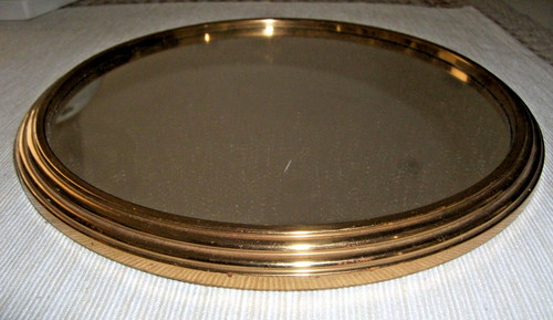 Plateau miroir rond - , doré