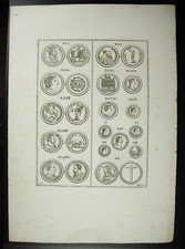 Antique Print Roman Coins Rom Franc Quirinus Soboles Louvre Stamp