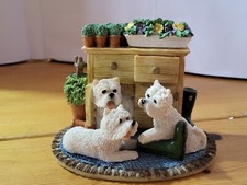 Regency Fine Arts 3 Westies / West Highland Terriers By A Cupboard Ornament