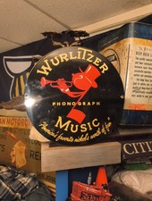 VINTAGE WURLITZER PHONOGRAPH MUSIC PORCELAIN SIGN RCA JUKE BOX GAS OIL RECORD 45