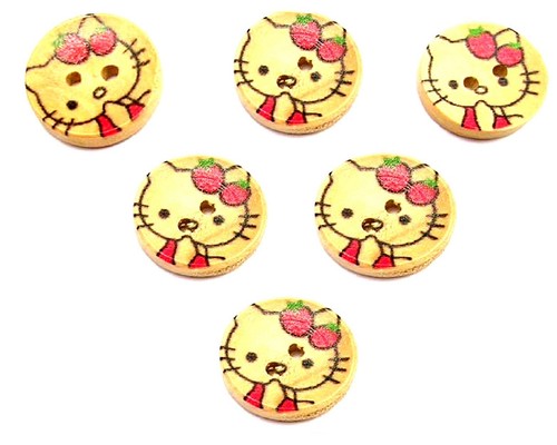 Lot boutons bois rond - lot, 6