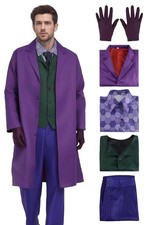 Costume de Joker - Costume de carnaval - Manteau violet avec gilet, chemise, ...
