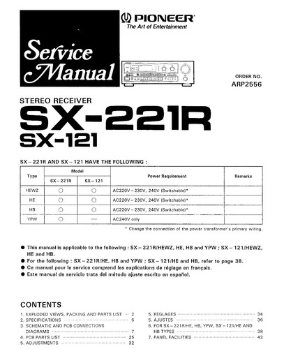 Manuel service pour - manuel, pioneer