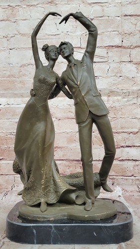 Bronze lovers waltzing statue - lovers,