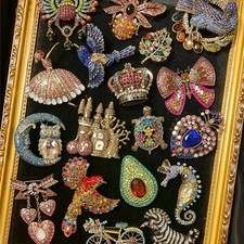 Vintage Luxury Crystal Shining Brooch Pin For Women Men Retro Antique Badge