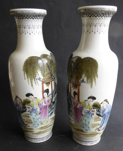 Paire vases chinois peint - paire, de