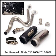 For Kawasaki Ninja 650 Z650 2012-2022 Full System Exhaust Tips Black Header Pipe