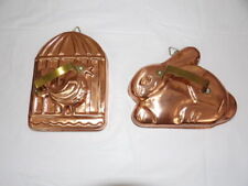 Two Large Copper Colored Cookie Cutters 1 Rabbit and 1 Bird in a Cage