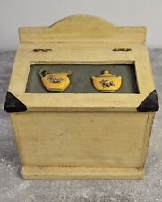 Antique Wooden Tea Storage Box Decor Teapot Vintage 
