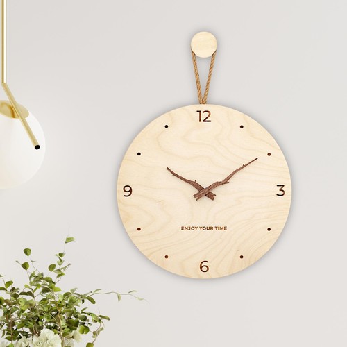 Horloge murale ronde - en, bois