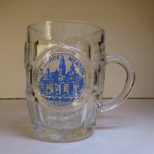 N23.604 glass beer mug La Garde Menton France art table bistro white opaque