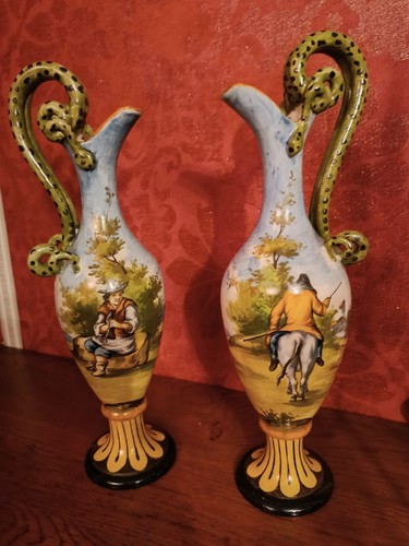 Paire vases faïence - vases, en