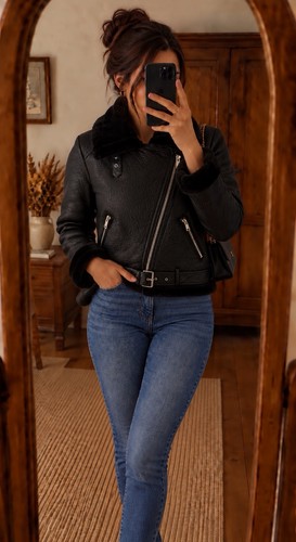 Zara veste moto - , femme